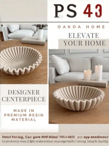 大型装饰碗，砂岩色装饰碗，家居装饰 - 褶皱碗 - 波浪碗 - 扇贝形碗 - 时尚钥匙碗，适合摆放在玄关桌 - 彩色 - 查看 4