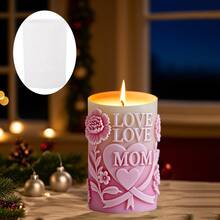 Molde de silicona en forma de globo de amor cilíndrico para velas DIY, molde de silicona en forma de flor de peonía y globo de amor para manualidades con resina, yeso, arcilla, decoración del hogar y regalos festivos - Blanco - Ver 2