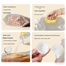 Recipiente de almacenamiento de granos, bolsa hermética, a prueba de humedad y de insectos, recipiente de almacenamiento de harina de cocina, frasco de granos, cubo de arroz, recipiente de arroz para uso doméstico. - Blanco - Ver 5