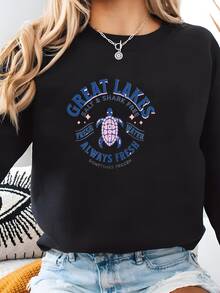 Hombres Great Lakes Coffee Mug Always Fresh Sometimes Frozen Sea Turtle Salt & Shark Free Sweatshirt - 黑色 - 查看 1