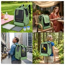 IISVGE Rucksack-Transportbox für Vögel (geeignet für kleine bis mittlere Vögel: Wellensittiche/Nymphensittiche/Unzertrennliche) - atmungsaktiv belüftet, Freihände-Outdoor-Reisekäfig mit Sonnenschutz, Anti-Pickmaschengewebe, leicht zu reinigendes Design, verstellbare Träger. Ideal für Abenteuerreisen/Tierarztbesuche. Haustier-Handtasche. Valentinstag Geschenk. - Verschiedenfarbig - Übersicht 12