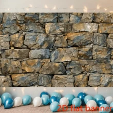 2D PlaneRustic Gray Rock Wall Backdrop: Perfect For Parties, Photoshoots, And Decorations - No Power Required - Polyester Material - 1 - View 8