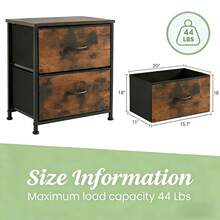Small Nightstand With 2 Storage, 2-Drawer Compact End Table (20" Height) With Premium Wooden Top & Durable Fabric Storage Drawers, Multipurpose Dresser/Bedside Table For Bedroom, Sturdy Space-Saving Storage Cabinet For College Dorm Room, Slim Side Table With Smooth-Glide Drawers For Closet/Entryway, Easy-Assemble Wooden Top Fabric Night Stand For Small Spaces, Functional Storage Furniture For Guest Room/Studio Apartment, Cute & Practical 2-Drawer End Table For Bedroom Organization, Lightweight Yet Sturdy Nightstand For Teenagers' Room, 20 Inch Tall Small Dresser With Fabric Drawers For Narrow Spaces, Multipurpose Bedside Storage Table For Organizing Books, Phones & Small Items, High-Quality Wooden Top Nightstand With Fabric Storage For Home & Dorm Use - Rust Brown - 2 PCS - View 2