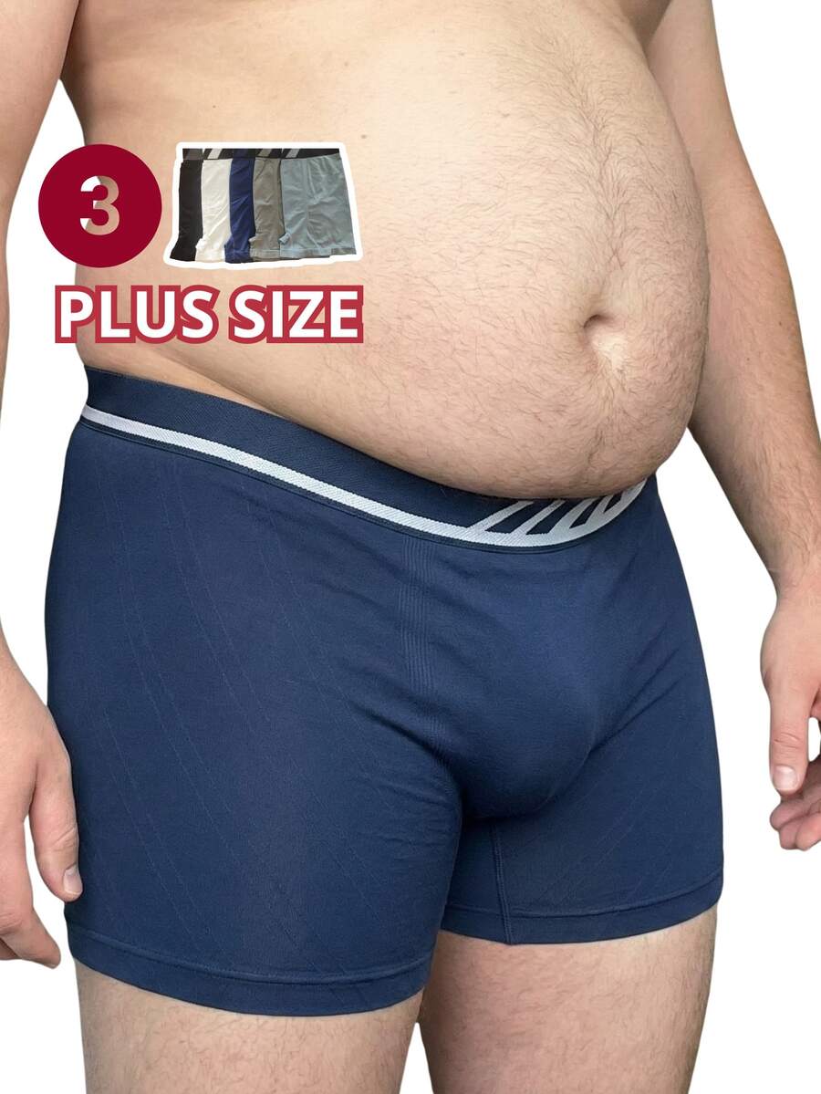 Set Of 3 Seamless Plus Size Boxer Briefs By Sear Surf, Unparalleled Quality, Size G3 (Brazilian Size). - Multicolor - View 1