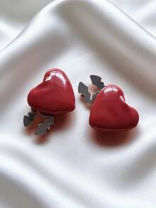 Bộ 1/2 cúc áo họa tiết hình trái tim thanh lịch, cúc áo sơ mi, cúc bấm, bộ vòng tay pha lê thời trang, thích hợp để trang trí vest và váy cưới. - Đỏ - Xem 5