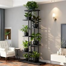 SHENGMAO--2/3/4/5/6-7Tier Plant Stand, Iron Flower Stand,Heavy-Duty Metal Frame, Metal Flower Stand, High-Angle Multi-Tier Plant Rack, Indoor/Outdoor Flower Pot Display Stand. Crafted From Iron With A Sleek, Minimalist Design For Easy Disassembly. This Versatile Stand Fits Seamlessly In Living Rooms, Entryways, Offices, Or Outdoor Patios And Gardens. Available In Multiple Colors. - Màu đen 7 lớp - Xem 6