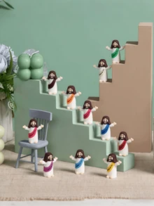 100个/40个/20个/10个/耶稣雕像，迷你耶稣雕像散装，多色迷你耶稣雕像，迷你雕像，可用于寻找复活节彩蛋填充物的宗教礼物，耶稣爱你雕像 - 彩色 - 查看 6