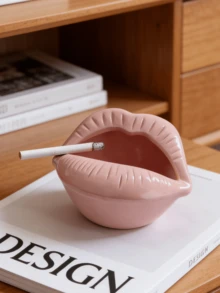 1 件可爱卡通唇形树脂烟灰缸，创意独特时尚家居客厅多功能吸烟配件 - 彩色 - 查看 3