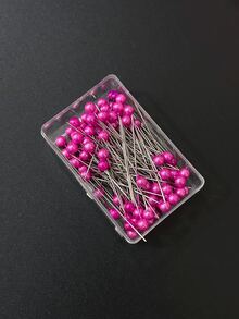 100 peças/Caixa Alfinetes com Lantejoulas Coloridas/Alfinetes de Contas DIY/Alfinetes com Cabeça Grande Coloridos/Alfinetes de Fixação Coloridos (Aproximadamente 4cm de Comprimento, Branco/Preto/Verde/Azul/Rosa/Magenta/Amarelo/Vermelho/Cores Mistas) - Multicolorido - Visão 7