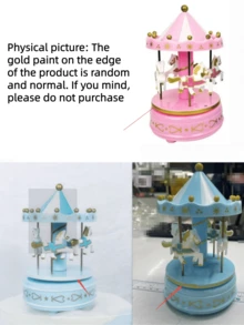 1pc Rotating Carousel Music Box Decor, European Style Christmas Gift Wooden 8-Note Carousel Music Box Birthday Gift Home Decor, Plastic Crafts May Have Excess Glue Or Dirt, Sensitive Buyers Please Take Note (Saddle Color Is Random) - Multicolor - View 6