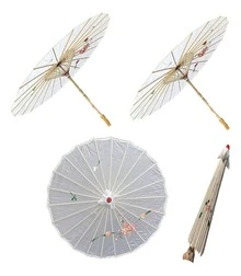 Paraguas de papel para bodas (1/2/5/10 piezas) - Mangos de madera, paraguas de papel pintados a mano, sombrillas blancas, paraguas de papel al óleo redondos chinos retro, perfectos para bodas, novias, bodas vintage, sombrillas al aire libre, sombrillas Hanfu, accesorios, fotografía y decoraciones de boda. - Beis - Ver 15