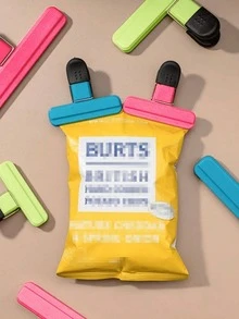 T-Type Food Sealing Clips, Potato Chip & Snack Packaging Strong Sealing Clips, Leak-Proof & Moisture-Proof, Plastic Bag Sealing Clips, & T-Type Clips, Moisture-Proof & Fresh-Keeping Sealing Clips, Food Storage Clips - Multicolor - View 11
