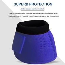 (Sold In Pairs) Professional Nylon Horse Care Boots, Leopard Print Horse Boots, Prevent Excessive Injury, Easy To Put On/Take Off, Horse Bell Cover (Blue)