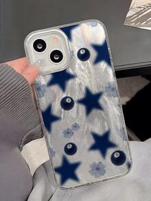 1个极简蓝色星星和台球图案防水、防指纹、防刮透明IMD软面光滑手机壳，适合作为礼物送给情侣、朋友、家人，例如表白、生日、节日等场合，兼容 17/17 Plus/17 Pro/17 Pro Max - 彩色 - 查看 6