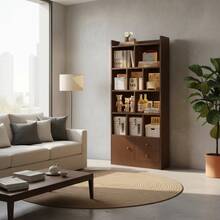 Librero Minimalista Moderno De Multifuncional De 4 Niveles Estantes,Estante Decorativo Multifuncional con Repisas Amplias,para La Vida En El Hogar - Marrón oscuro - Ver 10