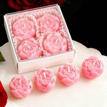 1 Box/4pcs, Candles, Rose Shaped Aromatherapy Candles, Valentine's Day Decoration Candles, Creative Photo Props, Home Decoration Ornaments, Wedding Decoration Candles, Birthday Gifts - Multicolor - View 14