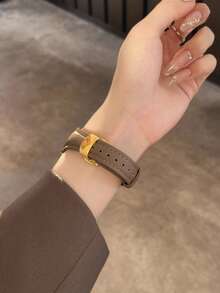 New Elephant Grey Leather Strap, Suitable For 38/40/41/42/44/45/46/49mm Dials, Compatible With Apple Watch Ultra/Se11/10/9/8/7/6/5/4/3/2/1 Series Straps - Elephant Gray - View 4