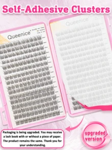 Queenice 352PCS Glue-Free Wispy Cluster Lashes, 10-12mm Length For Versatile Options, Comic/Curly Multi-Styles, Creates 3D Natural Eye Makeup Look, 10-Second Quick Application, Reusable, Skin-Gentle, Beginner-Friendly, Ideal For Daily Makeup/Travel Scenarios - 彩色 - 查看 7