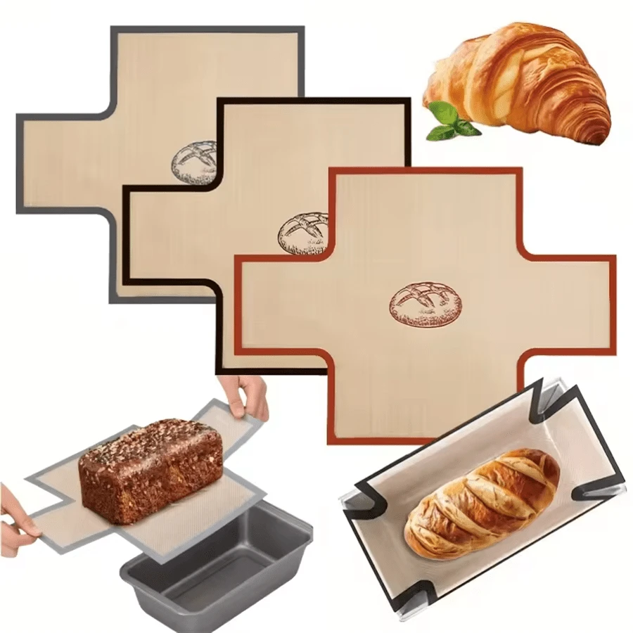 1/2/3pcs Silicone Round Bread Baking Pans, Fit For 9x5 Inch Loaf Pans - Baking Liners, Non-Stick Reusable, Easy Clean, Non-Slip Silicone Edges, Reusable Kitchen & Dining Baking Tool