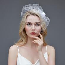 1 Stück eleganter vintage Gesichtsschleier mit 3D Blumen Dekor & leichtem transparentem Tüll, geeignet für Fotoshootings, Bankette, Ball Party Accessoire - Verschiedenfarbig - Übersicht 1