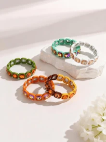 1 chiếc vòng tay hợp kim co giãn đính pha lê nhiều màu sắc thời trang, phù hợp cho nữ, lý tưởng cho Ngày Valentine, Lễ Tạ ơn, đám cưới, tiệc tùng và có thể dùng làm quà tặng trang sức. - Kiểu 1 - Xem 6