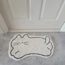 1 件卡通猫形柔软舒适可水洗地毯，适用于客厅、卧室、浴室、厨房、家居装饰、节日装饰 - 黑與白 - 查看 3