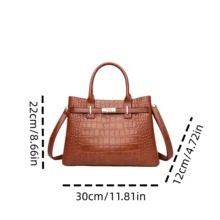 New Women's Bag, Belt Decoration, Classic Tote Bag, Outstanding Texture, Large Capacity, Suitable For Middle-Aged Mothers, Portable Crossbody, Dual-Purpose Commuting Travel. - Màu vàng - Xem 9