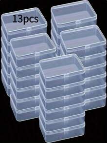 13 pezzi Scatole di immagazzinaggio in plastica trasparente - Contenitori organizzatori multifunzionali piccoli: Scatola per gioielli (per conservare gioielli, perline, accessori hardware), Scatola per l'artigianato, Scatola per forniture artistiche e artigianali (per giocattoli, puzzle), Scatola per lo stoccaggio nascosto, Scatola per cucire, Scatola degli attrezzi, Scatola per il diamond painting, Scatola per forniture per lavori a maglia e artigianato - Scatole di immagazzinaggio trasparenti per l'artigianato - trasparente - Visualizzare 1