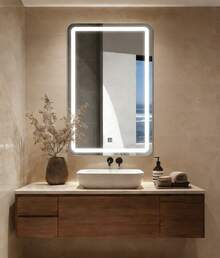 Espejo de baño táctil inteligente led, equipado con teclas táctiles de un clic y tres ajustes libres de temperatura de color, interruptor libre, montado en la pared, horizontal o vertical, 50 cm x 70 cm, adecuado para duchas, guardarropa, dormitorios, etc. - Blanco - Ver 2