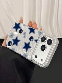 1个极简蓝色星星和台球图案防水、防指纹、防刮透明IMD软面光滑手机壳，适合作为礼物送给情侣、朋友、家人，例如表白、生日、节日等场合，兼容 17/17 Plus/17 Pro/17 Pro Max - 彩色 - 查看 5