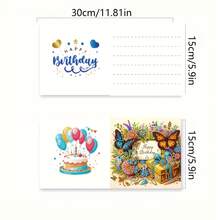 Bộ 6 thiệp chúc mừng sinh nhật tự làm bằng tranh đính đá, thiệp chủ đề bánh sinh nhật, thiệp chúc mừng sinh nhật thủ công độc đáo, thích hợp để bày tỏ những lời chúc ấm áp và tốt đẹp đến người lớn tuổi, gia đình và bạn bè, thiệp và bưu thiệp tranh đính đá viết tay thể hiện tình yêu thương, món quà tuyệt vời nhất để bày tỏ những lời chúc chân thành. - Nhiều màu - Xem 2