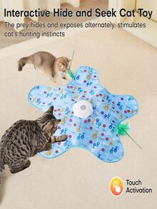 互动猫玩具，可充电，移动隐藏式逗猫棒，触摸激活，适合室内无聊成年猫的运动玩具，捉迷藏互动宠物玩具 - 彩色 - 查看 9
