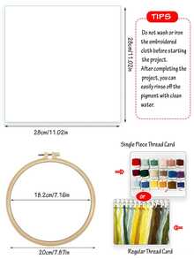 20x20cm/7.9x7.9in Embroidery Kit, Green Plant Pattern, Handmade DIY Embroidery Set For Adult Beginners, Includes Embroidery Cloth, Instructions, Embroidery Hoop And Threads, Great Gift For Friends And Family, Handcraft Decor For Home And Office - 20X20cm - View 10