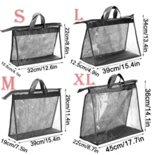 4/8 Pack Dust Bags For Handbags, 4 Sizes Clear Handbag Storage Organizer For Closet, Purse Protector Storage Bag With Zipper And Handle, Hanging Dust Cover Bag For Handbag - Light Grey - View 10