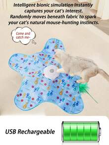 互动猫玩具，可充电，移动隐藏式逗猫棒，触摸激活，适合室内无聊成年猫的运动玩具，捉迷藏互动宠物玩具 - 彩色 - 查看 6