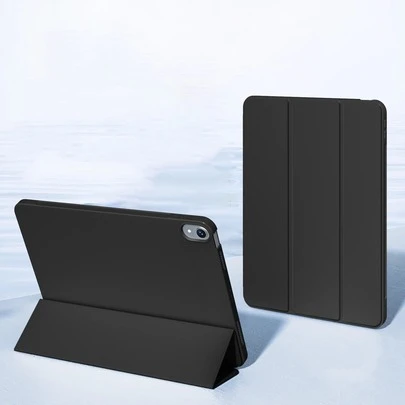 Funda protectora con soporte de 3 pliegues compatible con Huawei MatePad/iPad/Redmi/iPad/Honor/iPad/Tab/Galaxy Tab (negra)