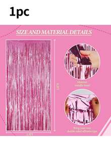 1/2/3/4/5/6件装金属丝流苏背景帘，适用于生日、婚礼、圣诞节装饰及其他场合 - 粉色 - 查看 13