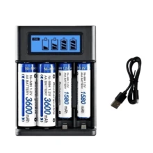 4-Slot LCD Display AA/AAA Battery Charger, Suitable For Gaming Devices, Remote Controls And Other Appliances