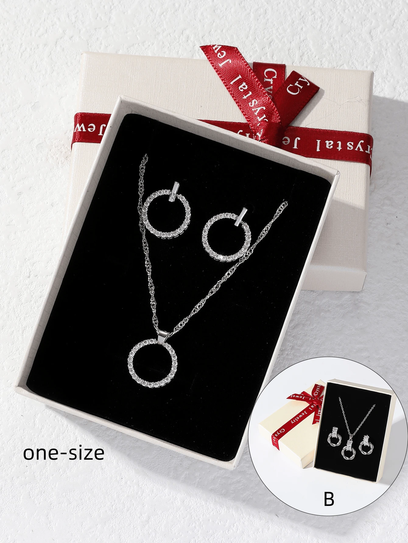 3pcs Gorgeous Copper Glass Butterfly Heart Flower Earrings And Necklace Set For Women, Daily Wear And Parties - Antique Silver - View 1