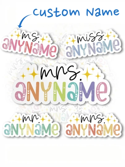1pc Customized Name Sticker, Personalized Name Sticker, Handwritten Name Sticker, Personalized Name Label, Customized Text Sticker, Retro Customized Sticker, Water Bottle Sticker, Laptop Sticker, Colorful Sticker, Birthday Gift, Gift For Best Friend, Gift For Her, Gift For Girlfriend, Gift For Friend