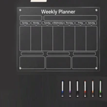 1pc Magnetic Transparent Refrigerator Calendar Board (Comes With 6 Magnetic Whiteboard Pens), Acrylic Writing Board, Transparent Pattern Memo Board, Reusable Weekly/Monthly Planner Magnetic Refrigerator Sticker, Acrylic Memo Board, Magnetic Acrylic Dry Erase Board, Reusable Meal Planner - Multicolor - View 16