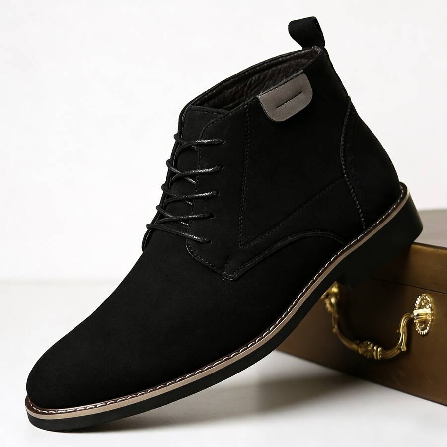 Men's Suede Chukka Ankle Boots - Lace-Up Stylish Comfortable Casual Men's Footwear For Daily & Weekend Wear - màu đen - Xem 1