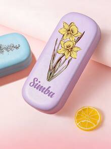 Customized Birthday Flower Name PU Leather Eyeglass Case, Personalized Fashion Glasses Box, Customized Hard Shell Eyewear Case, Scratch-Resistant Fashionable Eyeglasses Storage Box With Soft Lining, New Minimalist Design - Flowers - View 5