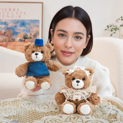 15厘米/5.9英寸口袋巧克力熊毛绒玩具，柔软蓬松，可作房间装饰，适合作为儿童生日礼物、情人节礼物、婚礼礼物、母亲节礼物和感恩节礼物。