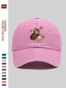 1pc Women's 2025 New Couple Duck Print Baseball Cap, Animal Graphic, Suitable For Sports And Casual Occasions, Comfortable Breathable Lightweight, Adjustable Size, Perfect For Summer Wear, Ideal For Camping, Skateboarding, Fishing, Hiking, Daily And Weekend Outfits, Holiday And Birthday Gifts For Family And Friends, Valentine's Day Gift For Husband, Wife, Girlfriend - A - View 10