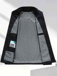 1pc Black Zipper Casual Men's Vest, Simple Style, Black Solid Color Steady And Generous, Convenient Zipper Opening And Closing, Multi-Pocket Design Practical, Suitable For Casual Daily Wear - الأسود - مشاهدة 4