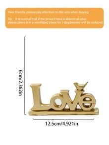 1 PC Retro European Style Gold And Silver Foil LOVE Letter Ornament, Made Of Resin And Adorned With Gold And Silver Foil. A Vintage Desktop Ornament, Perfect For Holiday Celebrations And Home Decorations. Ideal For Winter, Home Decor, Weddings, Parties, Valentine's Day, And Birthdays. - Multicolor - View 6