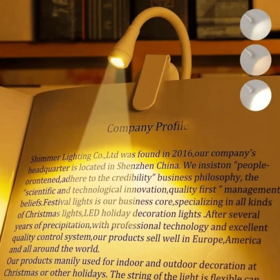 1pc Rechargeable Clip-On Reading Light, Adjustable Brightness, 360° Rotatable, Portable Book Lamp, Creative Gift, Bedroom Home Lighting, Student Dorm Bookshelf Light, Wardrobe Lighting, Bedside Lamp, Modern Lighting, Minimalist Lamp, Portable Illumination, Space Lighting, Home Decor Enthusiast