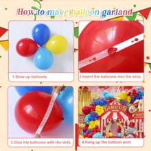 Carnival Circus Balloons Garland Arch Kit,133pcs Red Blue Yellow Rainbow Multicolor With Confetti Balloons For Carnival Theme Birthday Party Decorations - 彩色 - 查看 7