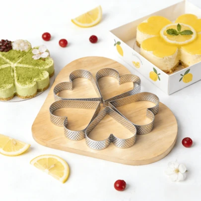 Moldes de acero inoxidable para hornear pasteles, moldes franceses para mousses, tartas de frutas, quesos, ensaladas y sushi, adecuados para hornear en el Día de San Valentín, compromiso, boda y aniversario, herramientas de cocina duraderas para uso doméstico y comercial